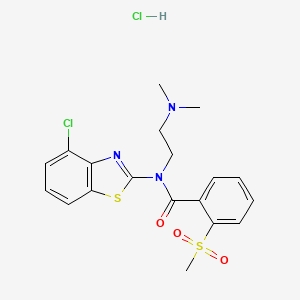 molecular formula C19H21Cl2N3O3S2 B2442934 N-(4-chlorobenzo[d]thiazol-2-yl)-N-(2-(dimethylamino)ethyl)-2-(methylsulfonyl)benzamide hydrochloride CAS No. 1216409-01-6