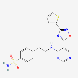 4-(2-((5-(3-(Thiophen-2-yl)-1,2,4-oxadiazol-5-yl)pyrimidin-4-yl)amino)ethyl)benzenesulfonamide