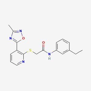 molecular formula C18H18N4O2S B2442944 N-(3-ethylphenyl)-2-((3-(3-methyl-1,2,4-oxadiazol-5-yl)pyridin-2-yl)thio)acetamide CAS No. 1251602-58-0