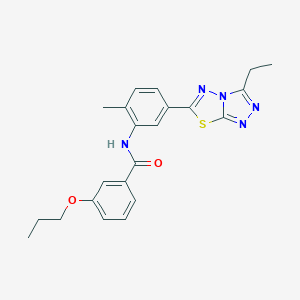 molecular formula C22H23N5O2S B244295 N-[5-(3-ethyl[1,2,4]triazolo[3,4-b][1,3,4]thiadiazol-6-yl)-2-methylphenyl]-3-propoxybenzamide 