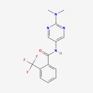 molecular formula C14H13F3N4O B2442955 N-(2-(二甲氨基)嘧啶-5-基)-2-(三氟甲基)苯甲酰胺 CAS No. 1396629-16-5