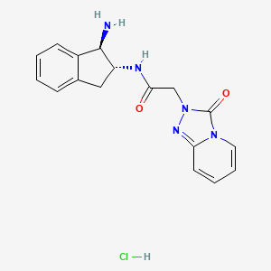 molecular formula C17H18ClN5O2 B2442958 N-[(1R,2R)-1-Amino-2,3-dihydro-1H-inden-2-yl]-2-(3-oxo-[1,2,4]triazolo[4,3-a]pyridin-2-yl)acetamide;hydrochloride CAS No. 2418596-82-2
