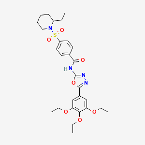 molecular formula C28H36N4O7S B2442962 4-((2-ethylpiperidin-1-yl)sulfonyl)-N-(5-(3,4,5-triethoxyphenyl)-1,3,4-oxadiazol-2-yl)benzamide CAS No. 533871-85-1