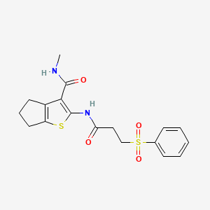 molecular formula C18H20N2O4S2 B2442965 2-[3-(苯磺酰基)丙酰氨基]-N-甲基-5,6-二氢-4H-环戊[b]噻吩-3-甲酰胺 CAS No. 868965-73-5