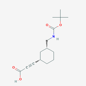 molecular formula C15H23NO4 B2442975 3-[(1S,3R)-3-[[(2-Methylpropan-2-yl)oxycarbonylamino]methyl]cyclohexyl]prop-2-ynoic acid CAS No. 2253632-42-5