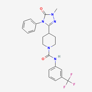 molecular formula C22H22F3N5O2 B2442983 4-(1-methyl-5-oxo-4-phenyl-4,5-dihydro-1H-1,2,4-triazol-3-yl)-N-(3-(trifluoromethyl)phenyl)piperidine-1-carboxamide CAS No. 1421474-71-6