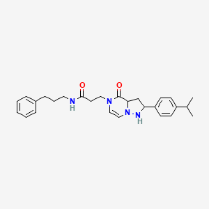 molecular formula C27H30N4O2 B2442989 3-{4-oxo-2-[4-(propan-2-yl)phenyl]-4H,5H-pyrazolo[1,5-a]pyrazin-5-yl}-N-(3-phenylpropyl)propanamide CAS No. 1326876-98-5