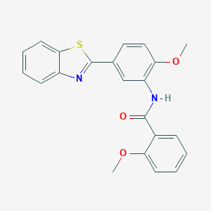 molecular formula C22H18N2O3S B244299 N-[5-(1,3-benzothiazol-2-yl)-2-methoxyphenyl]-2-methoxybenzamide 