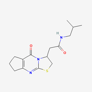 molecular formula C15H21N3O2S B2442992 N-isobutyl-2-(5-oxo-2,3,5,6,7,8-hexahydrocyclopenta[d]thiazolo[3,2-a]pyrimidin-3-yl)acetamide CAS No. 1021217-45-7