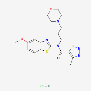 molecular formula C19H24ClN5O3S2 B2442995 N-(5-methoxybenzo[d]thiazol-2-yl)-4-methyl-N-(3-morpholinopropyl)-1,2,3-thiadiazole-5-carboxamide hydrochloride CAS No. 1351652-83-9