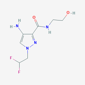 molecular formula C8H12F2N4O2 B2442997 4-Amino-1-(2,2-difluoroethyl)-N-(2-hydroxyethyl)-1H-pyrazole-3-carboxamide CAS No. 2101196-88-5