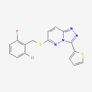 molecular formula C16H10ClFN4S2 B2443001 6-[(2-Chloro-6-fluorophenyl)methylsulfanyl]-3-thiophen-2-yl-[1,2,4]triazolo[4,3-b]pyridazine CAS No. 868966-91-0