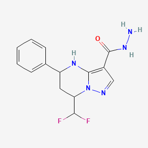 molecular formula C14H15F2N5O B2443002 7-(Difluoromethyl)-5-phenyl-4,5,6,7-tetrahydropyrazolo[1,5-a]pyrimidine-3-carbohydrazide CAS No. 438220-44-1