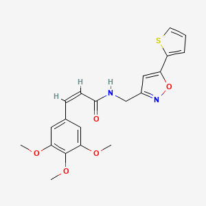 molecular formula C20H20N2O5S B2443006 (Z)-N-((5-(thiophen-2-yl)isoxazol-3-yl)methyl)-3-(3,4,5-trimethoxyphenyl)acrylamide CAS No. 946210-91-9