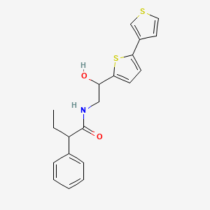 molecular formula C20H21NO2S2 B2443015 N-(2-{[2,3'-bithiophene]-5-yl}-2-hydroxyethyl)-2-phenylbutanamide CAS No. 2320583-60-4