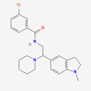 molecular formula C23H28BrN3O B2443022 3-bromo-N-(2-(1-methylindolin-5-yl)-2-(piperidin-1-yl)ethyl)benzamide CAS No. 922016-68-0