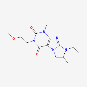 molecular formula C14H19N5O3 B2443034 8-ethyl-3-(2-methoxyethyl)-1,7-dimethyl-1H-imidazo[2,1-f]purine-2,4(3H,8H)-dione CAS No. 887462-55-7