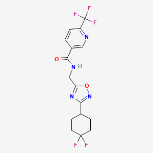 molecular formula C16H15F5N4O2 B2443046 N-((3-(4,4-difluorocyclohexyl)-1,2,4-oxadiazol-5-yl)methyl)-6-(trifluoromethyl)nicotinamide CAS No. 2034464-64-5