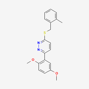 molecular formula C20H20N2O2S B2443048 3-(2,5-Dimethoxyphenyl)-6-((2-methylbenzyl)thio)pyridazine CAS No. 923075-80-3