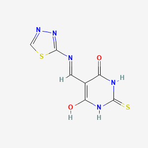 molecular formula C7H5N5O2S2 B2443049 5-(((1,3,4-thiadiazol-2-yl)amino)methylene)-2-thioxodihydropyrimidine-4,6(1H,5H)-dione CAS No. 1021229-48-0