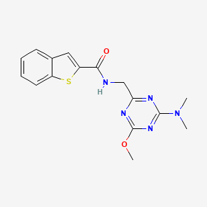 molecular formula C16H17N5O2S B2443051 N-((4-(二甲氨基)-6-甲氧基-1,3,5-三嗪-2-基)甲基)苯并[b]噻吩-2-甲酰胺 CAS No. 2034276-84-9