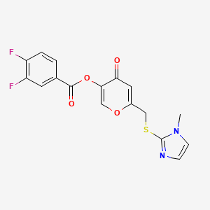 molecular formula C17H12F2N2O4S B2443053 6-(((1-methyl-1H-imidazol-2-yl)thio)methyl)-4-oxo-4H-pyran-3-yl 3,4-difluorobenzoate CAS No. 896309-12-9
