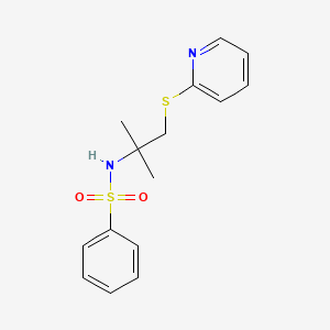 molecular formula C15H18N2O2S2 B2443056 N-(2-methyl-1-(pyridin-2-ylthio)propan-2-yl)benzenesulfonamide CAS No. 831243-91-5