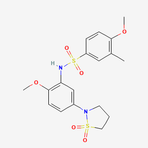 molecular formula C18H22N2O6S2 B2443058 N-(5-(1,1-dioxidoisothiazolidin-2-yl)-2-methoxyphenyl)-4-methoxy-3-methylbenzenesulfonamide CAS No. 946338-22-3