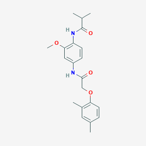 molecular formula C21H26N2O4 B244306 N-(4-{[(2,4-dimethylphenoxy)acetyl]amino}-2-methoxyphenyl)-2-methylpropanamide 