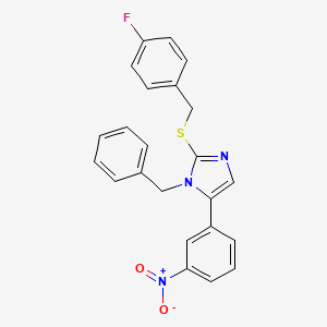 1-benzyl-2-((4-fluorobenzyl)thio)-5-(3-nitrophenyl)-1H-imidazole