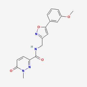 molecular formula C17H16N4O4 B2443071 N-((5-(3-甲氧基苯基)异恶唑-3-基)甲基)-1-甲基-6-氧代-1,6-二氢哒嗪-3-甲酰胺 CAS No. 1209461-50-6