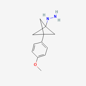 molecular formula C12H16N2O B2443074 [3-(4-Methoxyphenyl)-1-bicyclo[1.1.1]pentanyl]hydrazine CAS No. 2287312-82-5