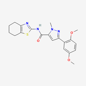 molecular formula C20H22N4O3S B2443076 3-(2,5-dimethoxyphenyl)-1-methyl-N-(4,5,6,7-tetrahydrobenzo[d]thiazol-2-yl)-1H-pyrazole-5-carboxamide CAS No. 1206999-32-7