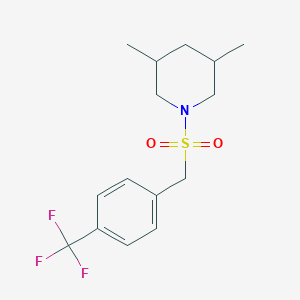 molecular formula C15H20F3NO2S B2443077 3,5-Dimethyl-1-[[4-(trifluoromethyl)phenyl]methylsulfonyl]piperidine CAS No. 2330116-78-2