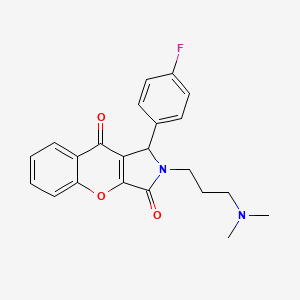 molecular formula C22H21FN2O3 B2443079 2-(3-(二甲氨基)丙基)-1-(4-氟苯基)-1,2-二氢色烯并[2,3-c]吡咯-3,9-二酮 CAS No. 631868-06-9