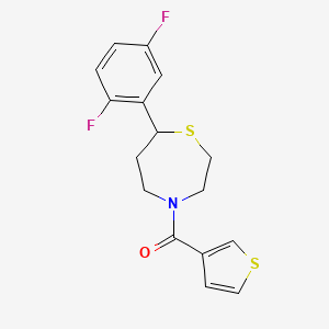 molecular formula C16H15F2NOS2 B2443081 (7-(2,5-Difluorophenyl)-1,4-thiazepan-4-yl)(thiophen-3-yl)methanone CAS No. 1705251-95-1