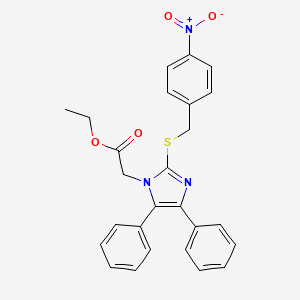 molecular formula C26H23N3O4S B2443082 ethyl 2-{2-[(4-nitrobenzyl)sulfanyl]-4,5-diphenyl-1H-imidazol-1-yl}acetate CAS No. 339278-03-4