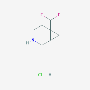molecular formula C7H12ClF2N B2443084 6-(Difluoromethyl)-3-azabicyclo[4.1.0]heptane hydrochloride CAS No. 2231675-25-3
