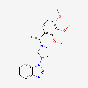 molecular formula C22H25N3O4 B2443086 (3-(2-methyl-1H-benzo[d]imidazol-1-yl)pyrrolidin-1-yl)(2,3,4-trimethoxyphenyl)methanone CAS No. 2034385-75-4