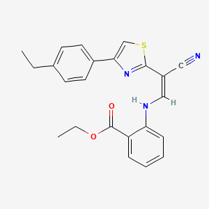 molecular formula C23H21N3O2S B2443090 (Z)-ethyl 2-((2-cyano-2-(4-(4-ethylphenyl)thiazol-2-yl)vinyl)amino)benzoate CAS No. 477296-51-8