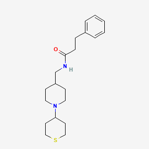 molecular formula C20H30N2OS B2443091 3-phenyl-N-((1-(tetrahydro-2H-thiopyran-4-yl)piperidin-4-yl)methyl)propanamide CAS No. 2034287-41-5