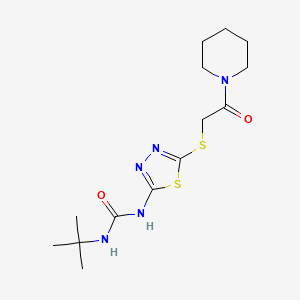molecular formula C14H23N5O2S2 B2443096 1-叔丁基-3-[5-(2-氧代-2-哌啶-1-乙基)硫代-1,3,4-噻二唑-2-基]脲 CAS No. 886938-87-0