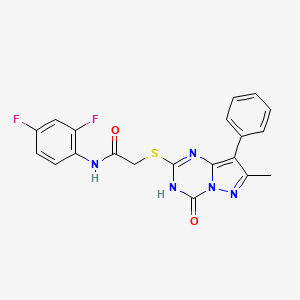 molecular formula C20H15F2N5O2S B2443097 N-(2,4-二氟苯基)-2-((7-甲基-4-氧代-8-苯基-3,4-二氢吡唑并[1,5-a][1,3,5]三嗪-2-基)硫)乙酰胺 CAS No. 946224-98-2