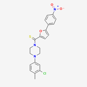 molecular formula C22H20ClN3O3S B2443107 (4-(3-Chloro-4-methylphenyl)piperazin-1-yl)(5-(4-nitrophenyl)furan-2-yl)methanethione CAS No. 941943-02-8