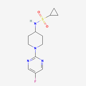 molecular formula C12H17FN4O2S B2443110 N-[1-(5-Fluoropyrimidin-2-yl)piperidin-4-yl]cyclopropanesulfonamide CAS No. 2415521-07-0