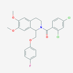 molecular formula C25H22Cl2FNO4 B2443112 (2,4-dichlorophenyl)(1-((4-fluorophenoxy)methyl)-6,7-dimethoxy-3,4-dihydroisoquinolin-2(1H)-yl)methanone CAS No. 850903-02-5