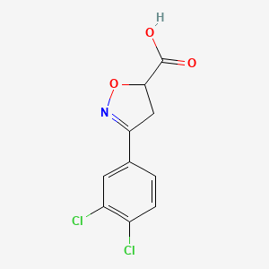 molecular formula C10H7Cl2NO3 B2443126 3-(3,4-Dichlorophenyl)-4,5-dihydro-1,2-oxazole-5-carboxylic acid CAS No. 109888-66-6