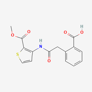 molecular formula C15H13NO5S B2443130 2-(2-{[2-(Methoxycarbonyl)-3-thienyl]amino}-2-oxoethyl)benzenecarboxylic acid CAS No. 497061-29-7