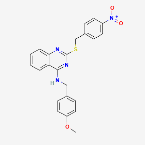N-[(4-methoxyphenyl)methyl]-2-[(4-nitrophenyl)methylsulfanyl]quinazolin-4-amine