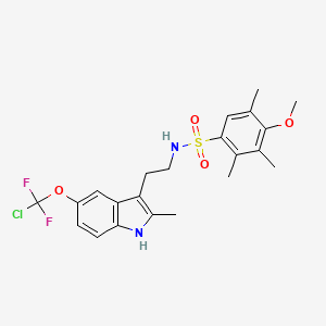molecular formula C22H25ClF2N2O4S B2443140 N-{2-[5-(chlorodifluoromethoxy)-2-methyl-1H-indol-3-yl]ethyl}-4-methoxy-2,3,5-trimethylbenzene-1-sulfonamide CAS No. 695218-26-9